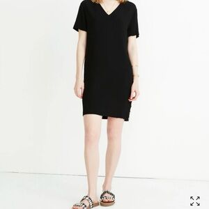 Madewell Black Side-Button Shift Dress Minimalist Chic Mini Lightweight Summer-M